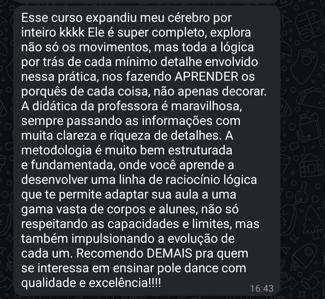 Depoimento de aluna: o curso expandiu meu cérebro